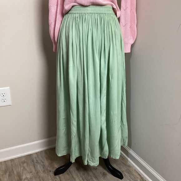 .103 Dimanche Women’s Mint Green Maxi Skirt Gartered Waistband - Picture 2 of 4